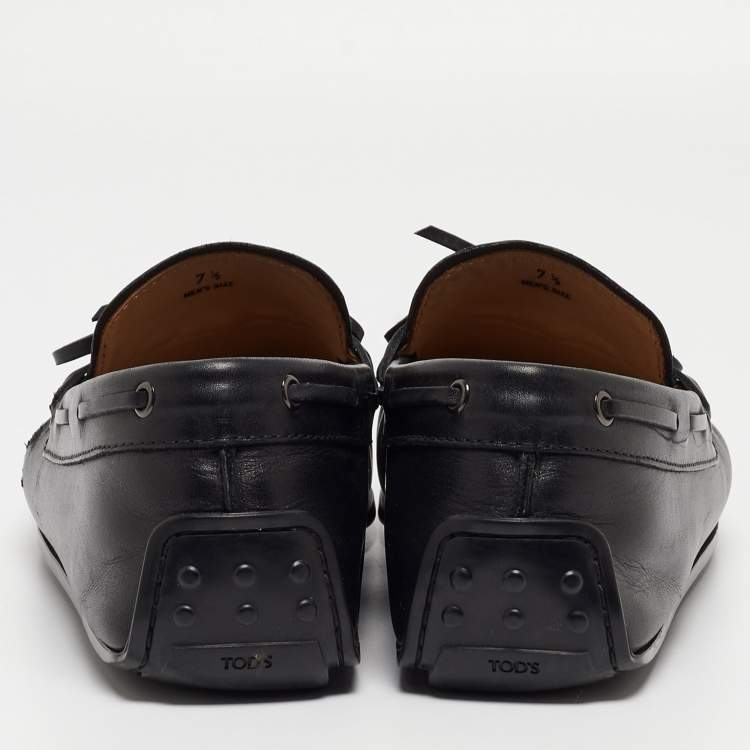 Pre Owned Tod's Black Leather Slip On Loafers Size 41.5 