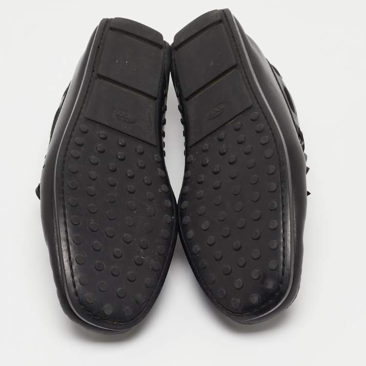 Pre Owned Tod's Black Leather Slip On Loafers Size 41.5 