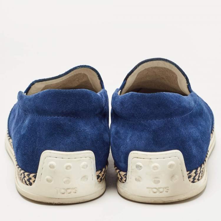 Pre Owned Tod's Blue Suede Slip On Sneakers Size 41.5