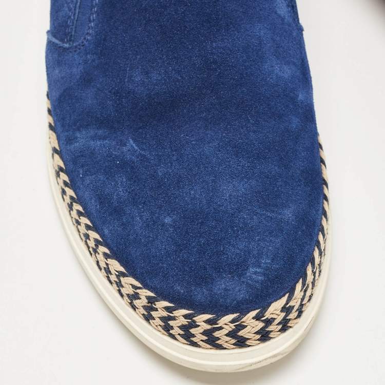 Pre Owned Tod's Blue Suede Slip On Sneakers Size 41.5