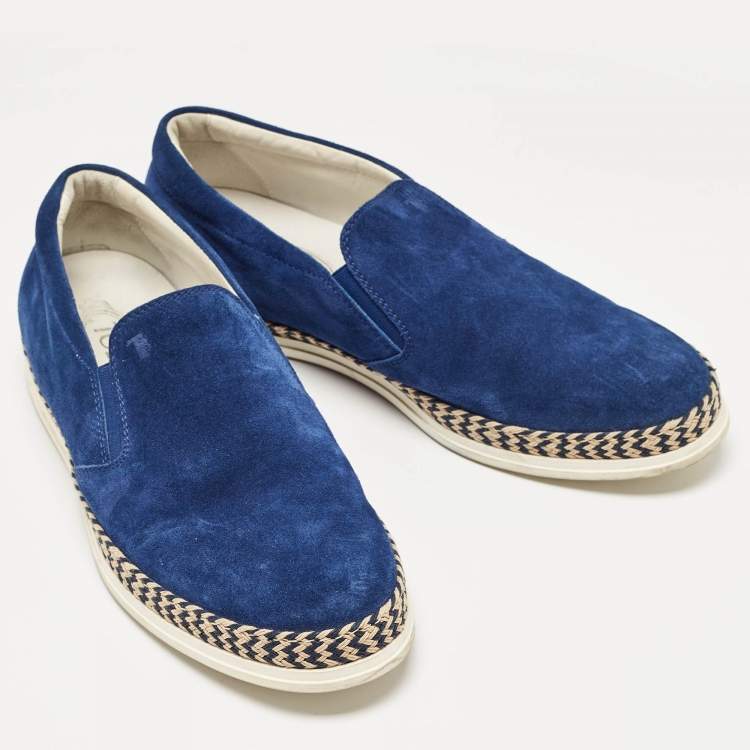 Pre Owned Tod's Blue Suede Slip On Sneakers Size 41.5