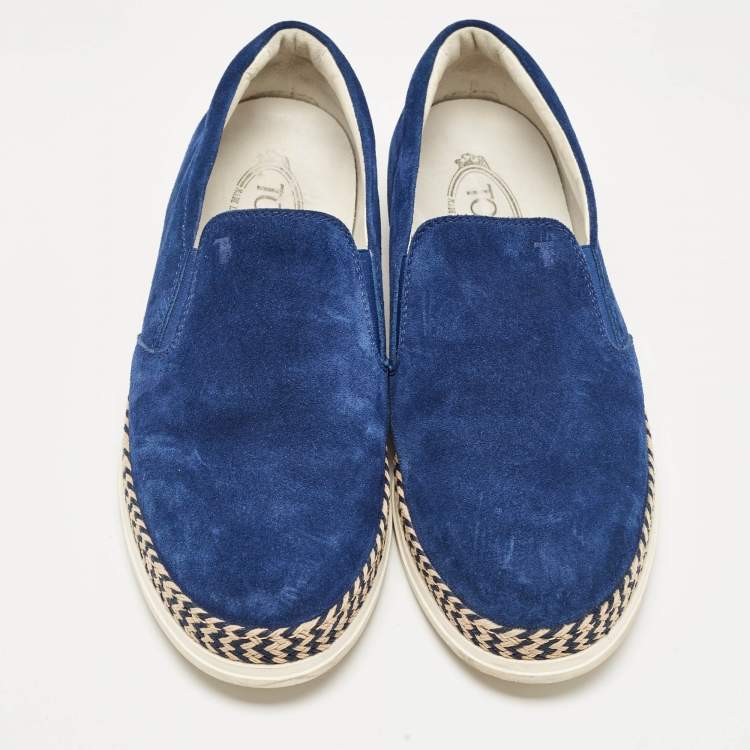 Pre Owned Tod's Blue Suede Slip On Sneakers Size 41.5