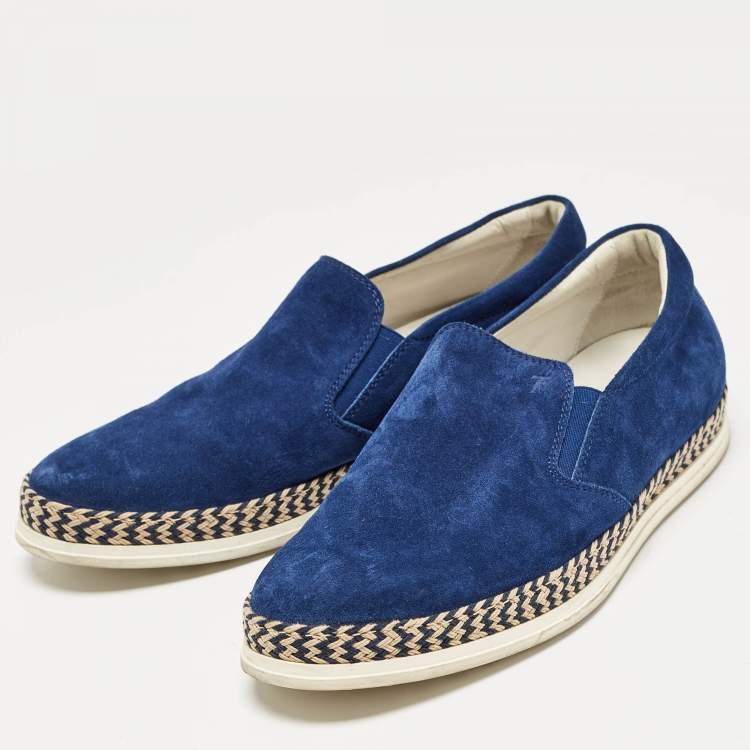 Pre Owned Tod's Blue Suede Slip On Sneakers Size 41.5