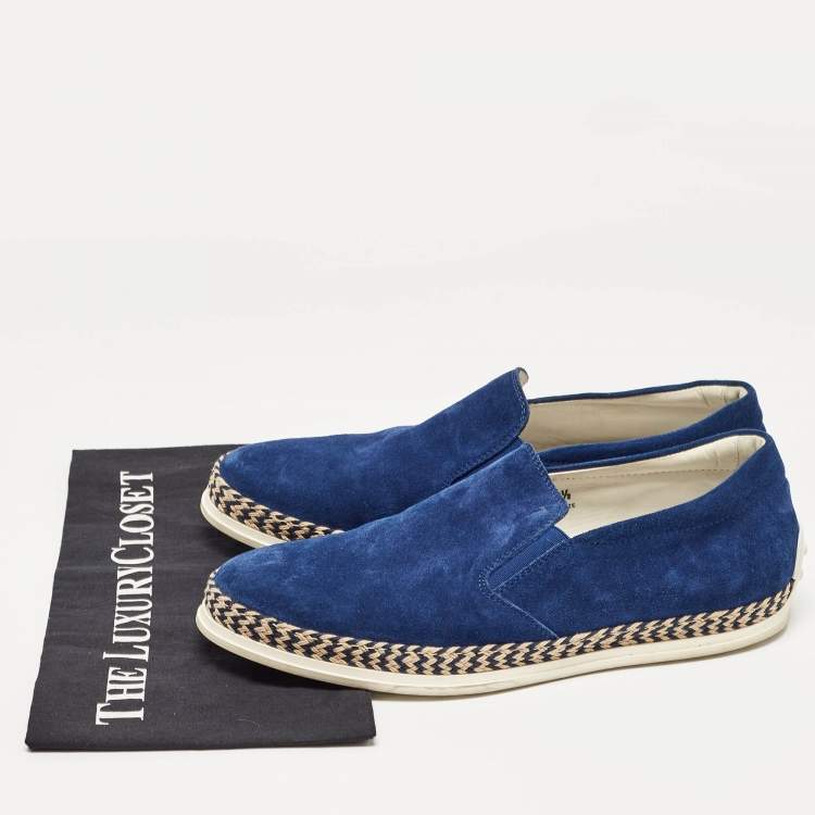 Pre Owned Tod's Blue Suede Slip On Sneakers Size 41.5