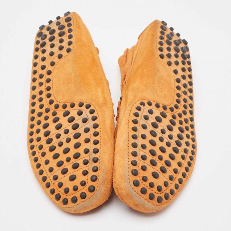 مملوكة مسبقًا Tod's Orange Suede Bow Driving Loafers Size 39.5