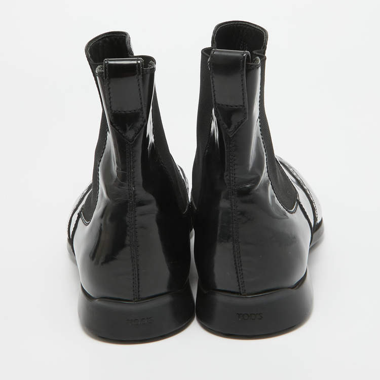 Pre Owned Tod's Black Patent Leather Brogue Chelsea Boots Size 40