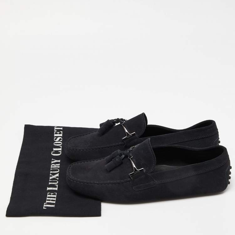 Pre Owned Tod's Navy Blue Suede Slip On Loafers Size 41.5