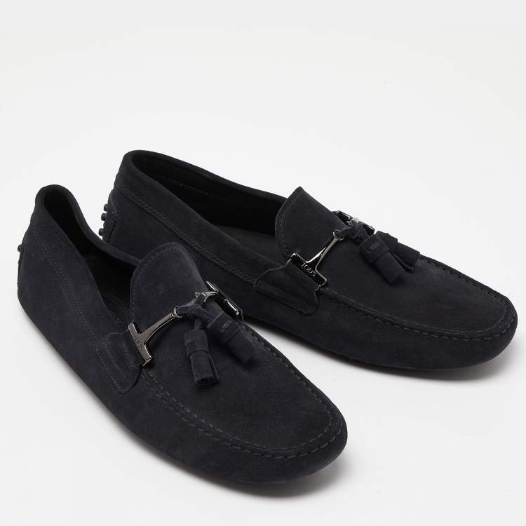 Pre Owned Tod's Navy Blue Suede Slip On Loafers Size 41.5