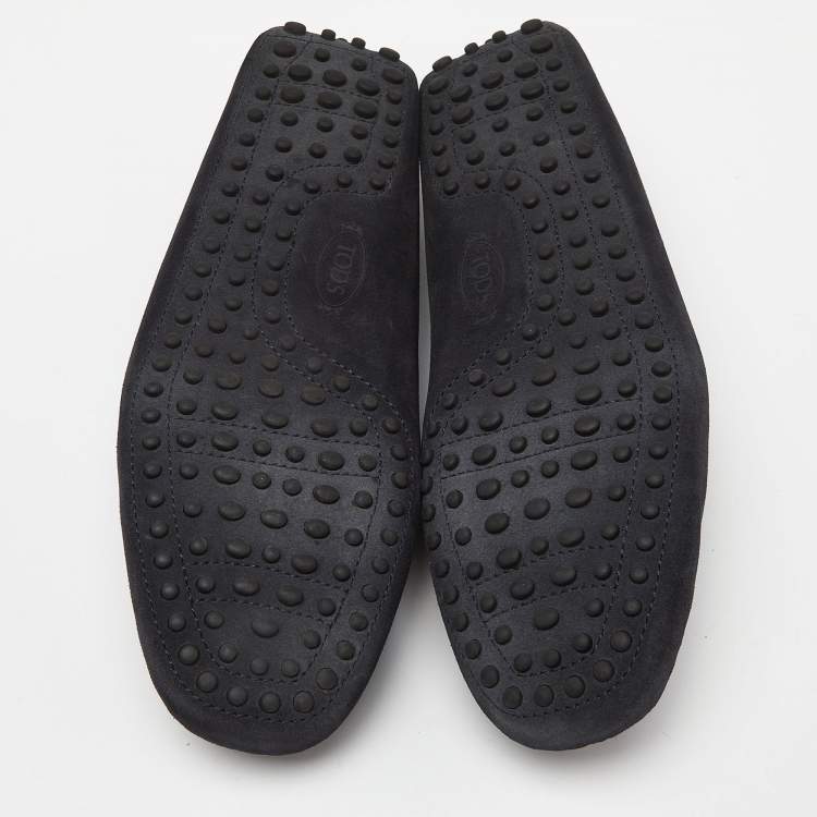 Pre Owned Tod's Navy Blue Suede Slip On Loafers Size 41.5