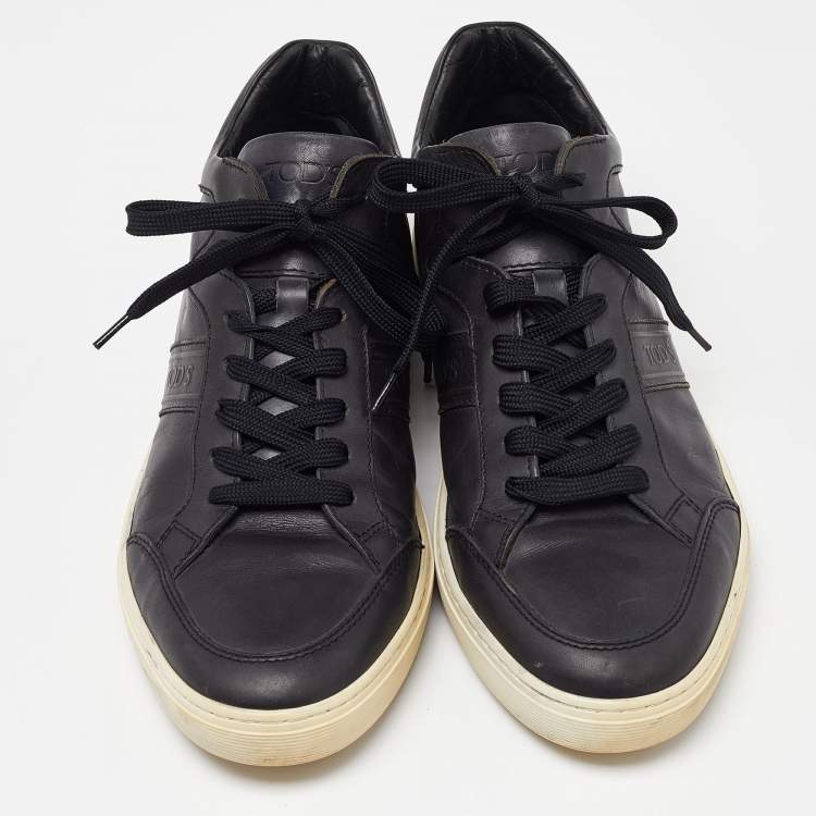 Pre Owned Tod's Midnight Blue Leather Low Top Sneakers Size 42.5