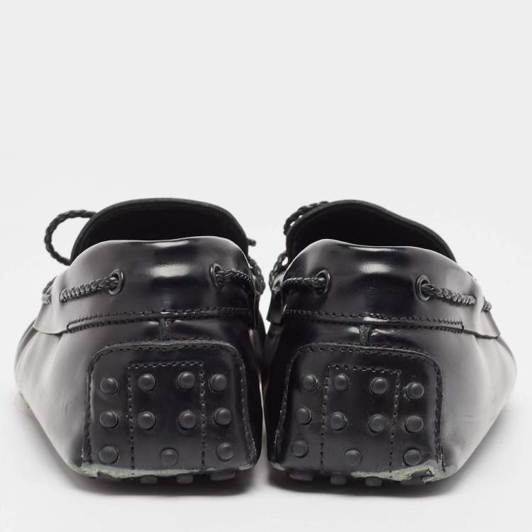 Pre Owned Tods Black Leather Gommino Loafers Size 42