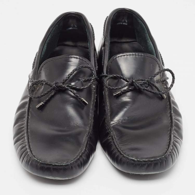 Pre Owned Tods Black Leather Gommino Loafers Size 42
