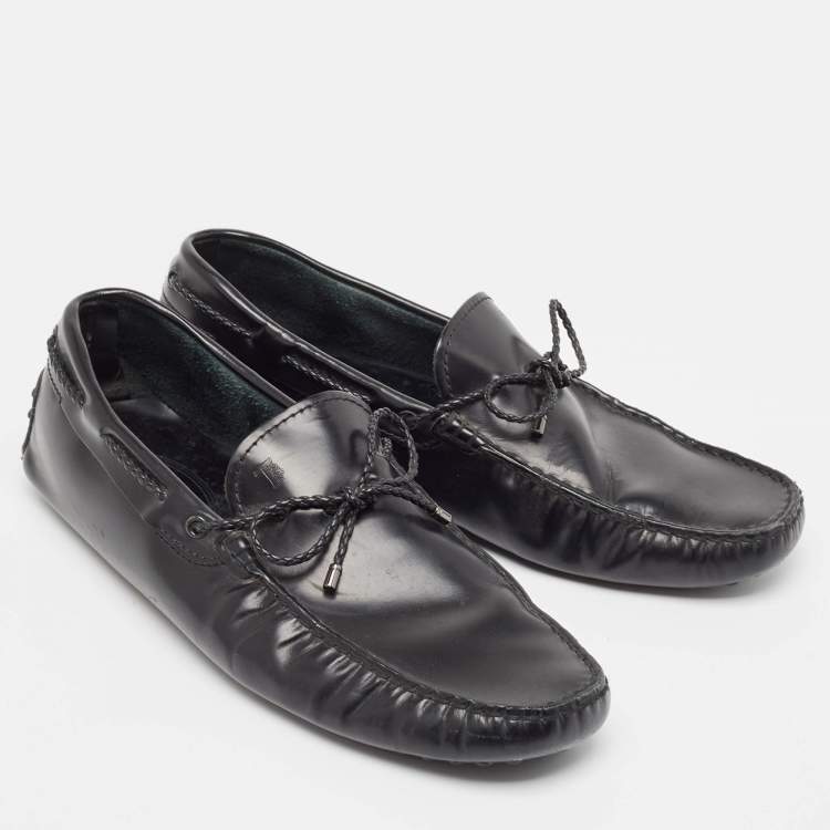 Pre Owned Tods Black Leather Gommino Loafers Size 42