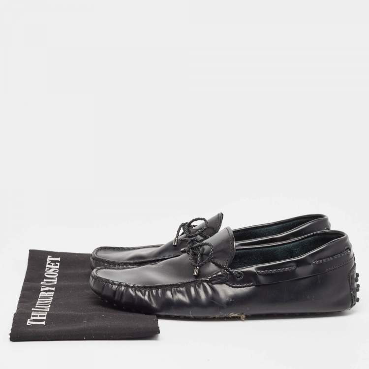 Pre Owned Tods Black Leather Gommino Loafers Size 42