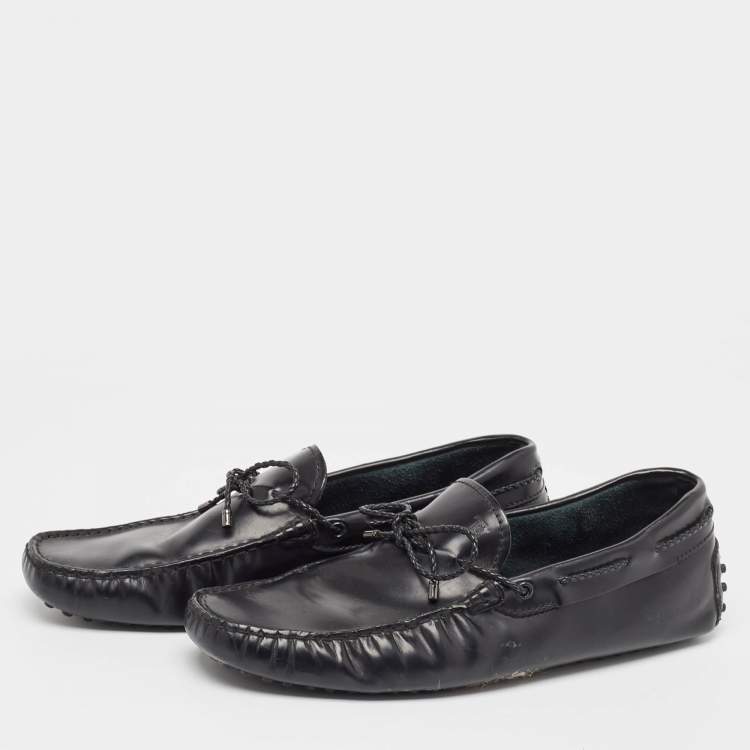 Pre Owned Tods Black Leather Gommino Loafers Size 42