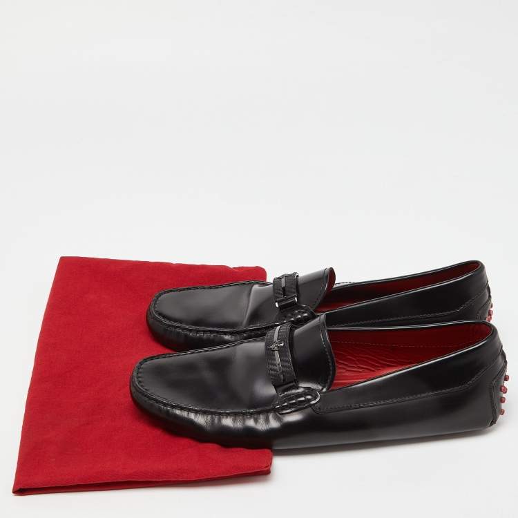 مملوكة مسبقًا Tod's For Ferrari Black Leather Slip On Loafers Size 43