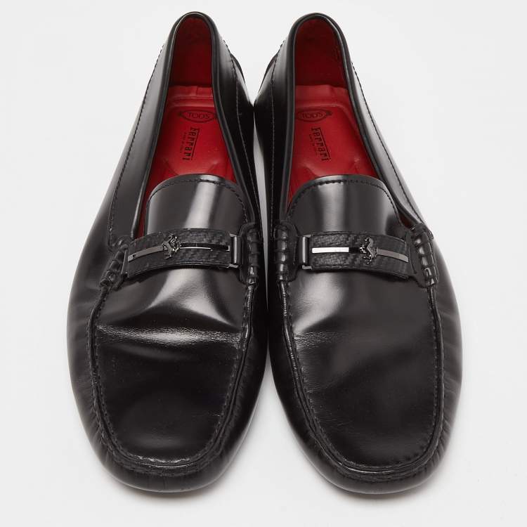 مملوكة مسبقًا Tod's For Ferrari Black Leather Slip On Loafers Size 43