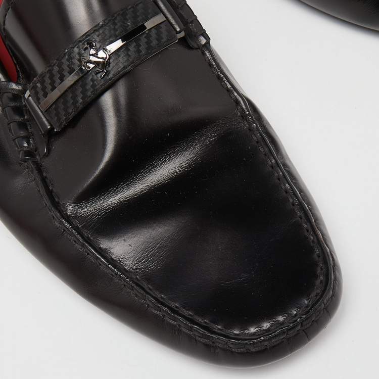 مملوكة مسبقًا Tod's For Ferrari Black Leather Slip On Loafers Size 43
