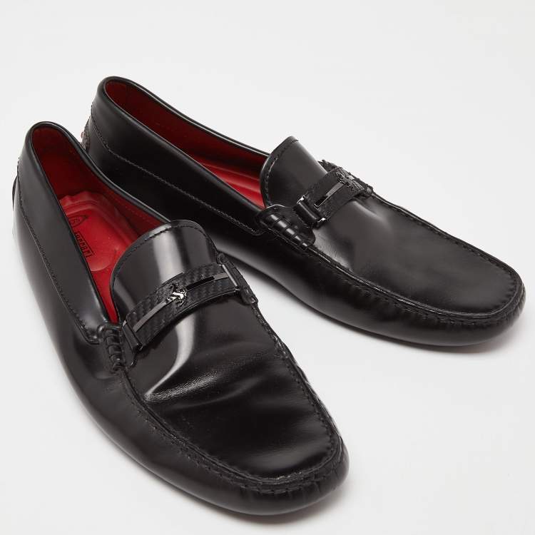 مملوكة مسبقًا Tod's For Ferrari Black Leather Slip On Loafers Size 43