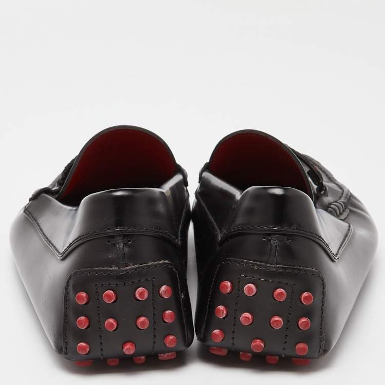 مملوكة مسبقًا Tod's For Ferrari Black Leather Slip On Loafers Size 43