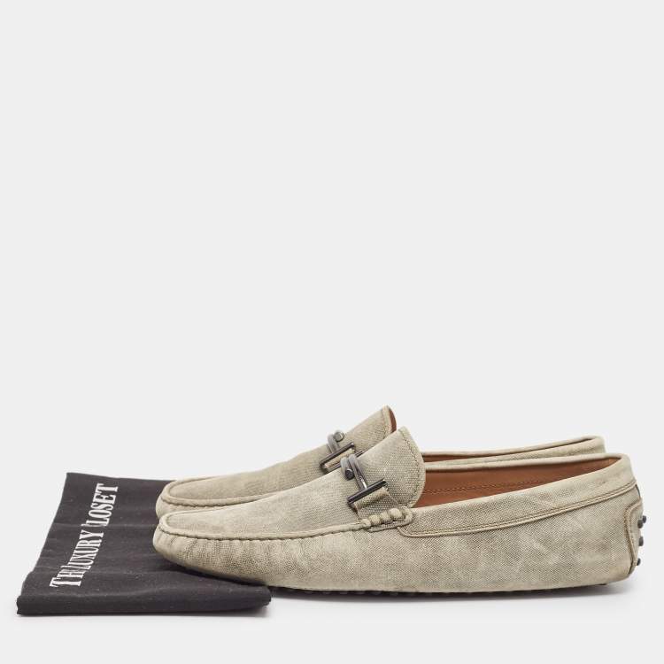 مملوكة مسبقًا Tod's Green Nubuck Leather Slip On Loafers Size 43