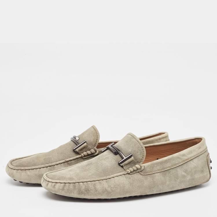 مملوكة مسبقًا Tod's Green Nubuck Leather Slip On Loafers Size 43