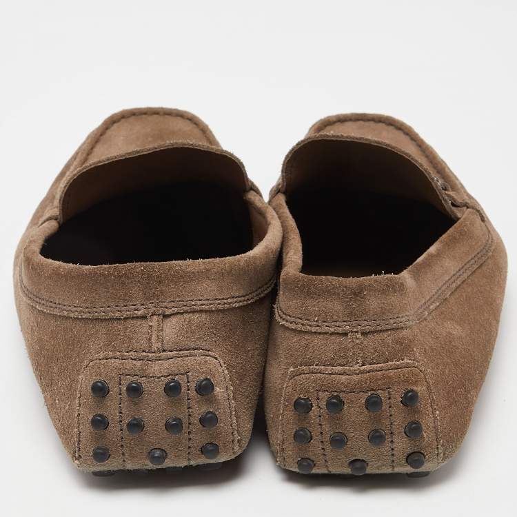 Pre Owned Tod's Brown Suede Buckle Detail Loafers Size 42.5