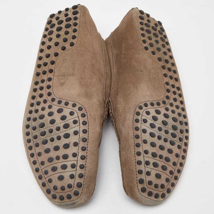Pre Owned Tod's Brown Suede Buckle Detail Loafers Size 42.5