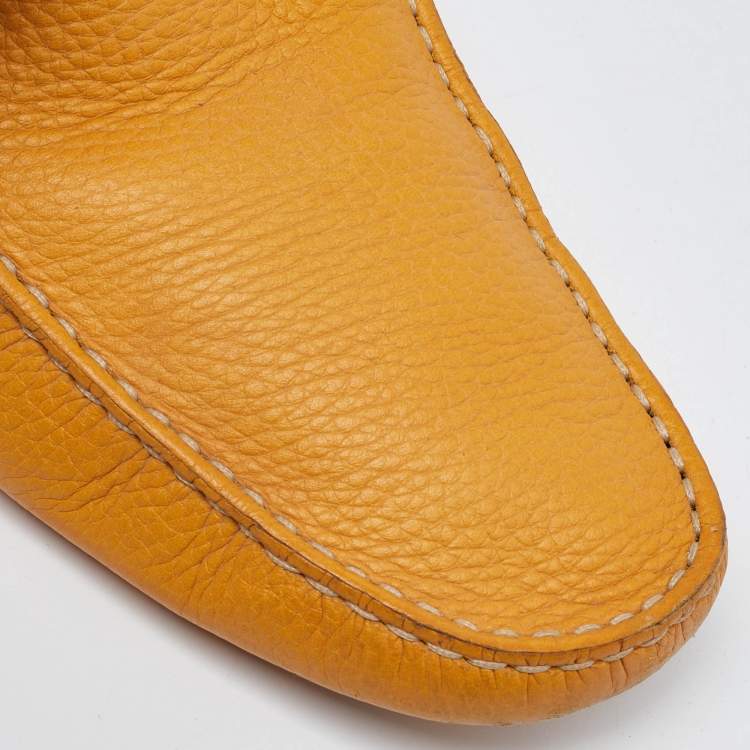 Pre Owned Tod's Mustard Leather Slip On Loafers Size 44