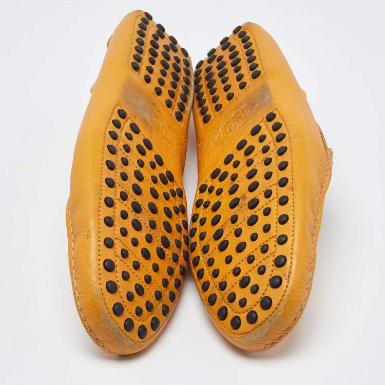 Pre Owned Tod's Mustard Leather Slip On Loafers Size 44