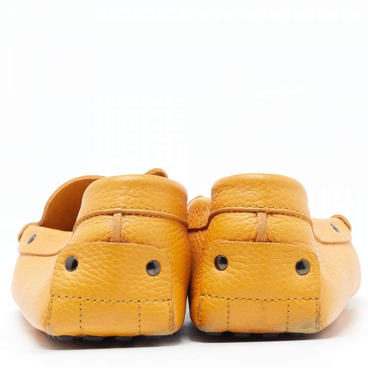 Pre Owned Tod's Mustard Leather Slip On Loafers Size 44