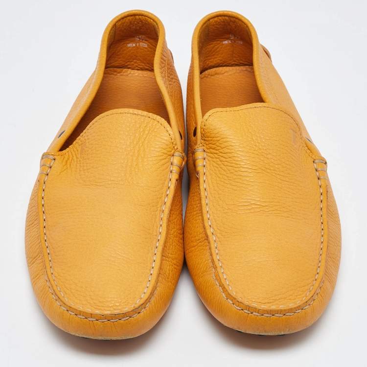 Pre Owned Tod's Mustard Leather Slip On Loafers Size 44
