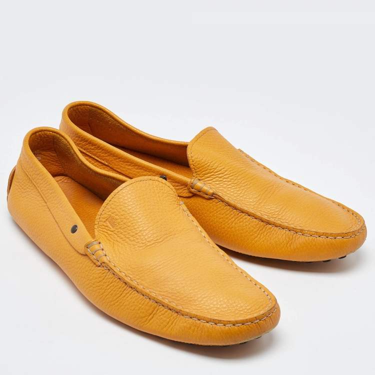Pre Owned Tod's Mustard Leather Slip On Loafers Size 44