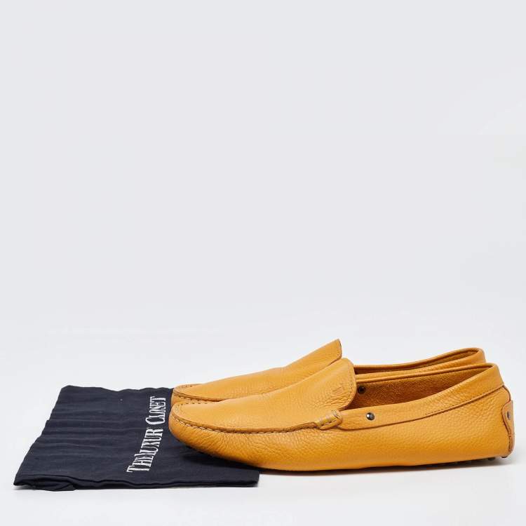 Pre Owned Tod's Mustard Leather Slip On Loafers Size 44