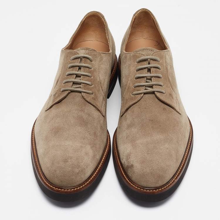 Pre Owned Tod's Beige Suede Lace Up Derby Size 44