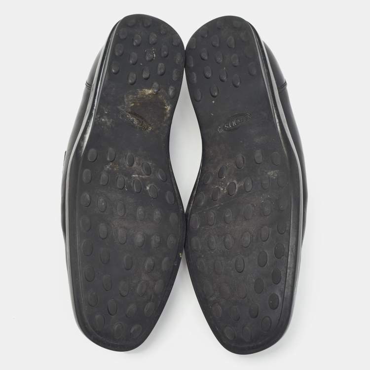 Pre Owned Tod's Black Leather Penny Slip On Loafers Size 43