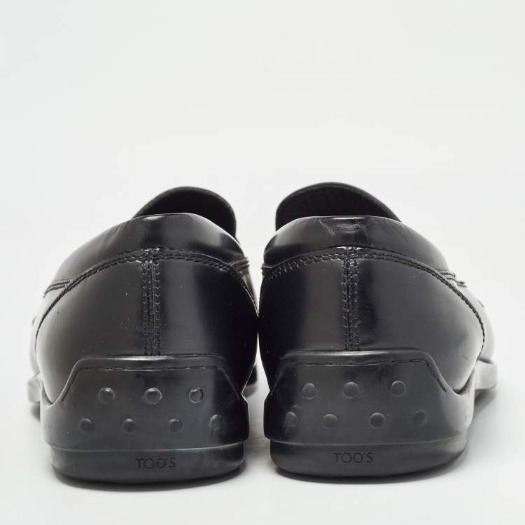 Pre Owned Tod's Black Leather Penny Slip On Loafers Size 43