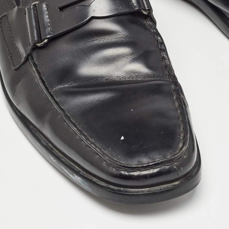 Pre Owned Tod's Black Leather Penny Slip On Loafers Size 43