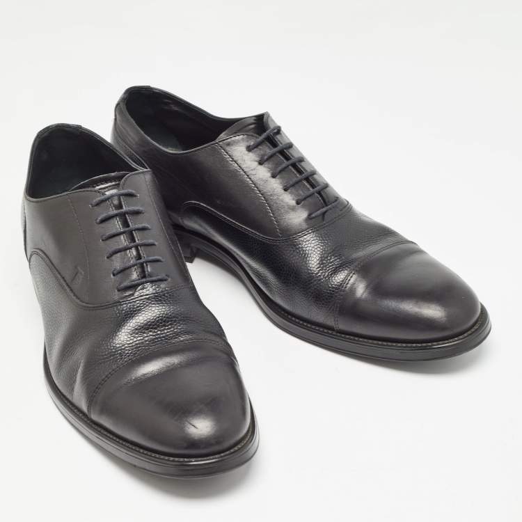 Pre Owned Tod's Black Leather Lace Up Oxfords Size 43