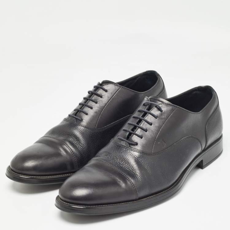 Pre Owned Tod's Black Leather Lace Up Oxfords Size 43
