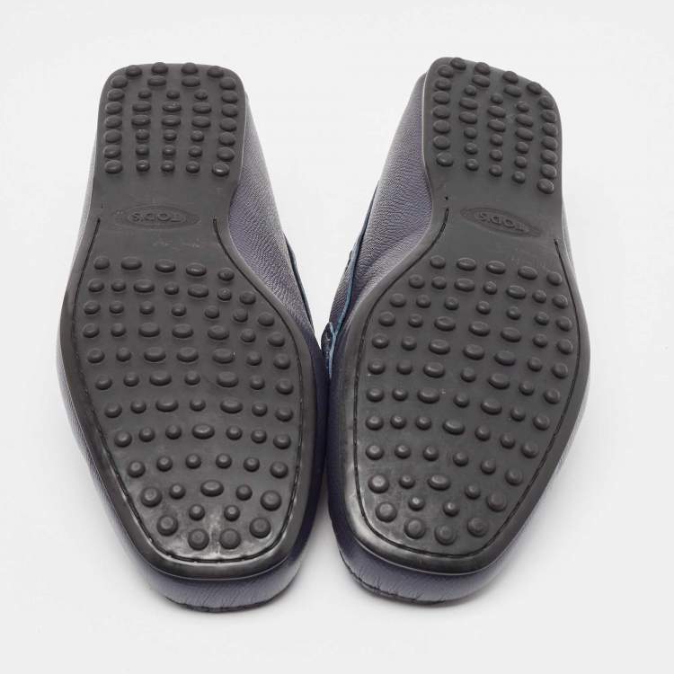 Pre Owned Tod's Blue Leather Penny Slip On Loafers Size 41.5