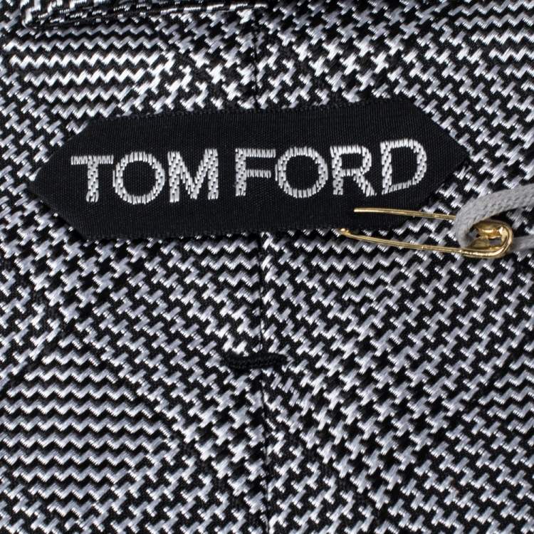 Pre Owned Tom Ford Monochrome Glen Plaid Silk Tie
