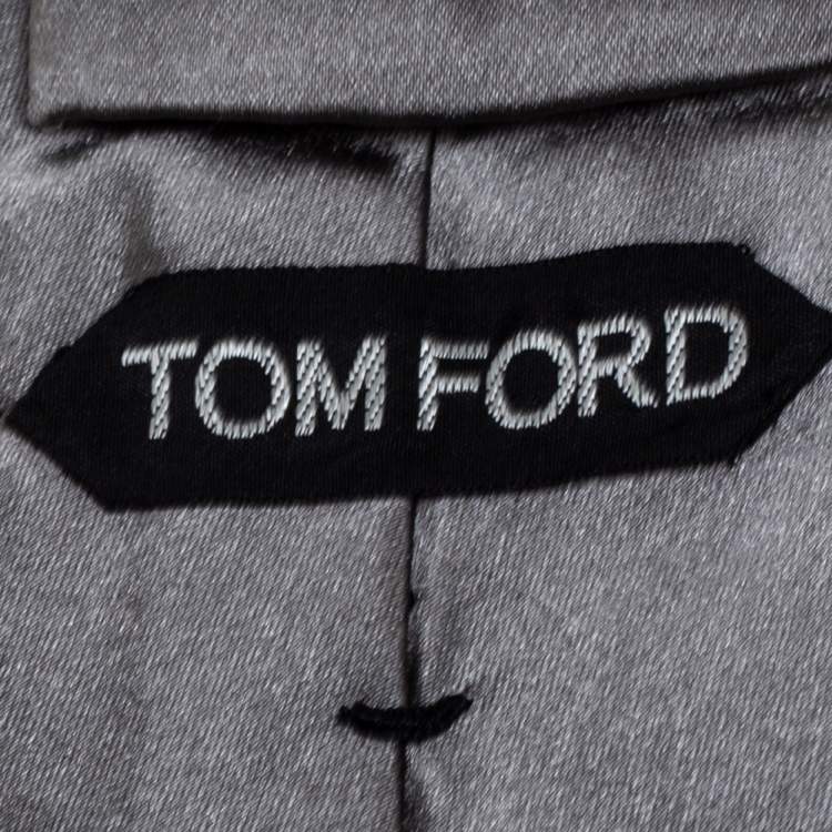 Pre Owned Tom Ford Grey Solid Silk Satin Tie
