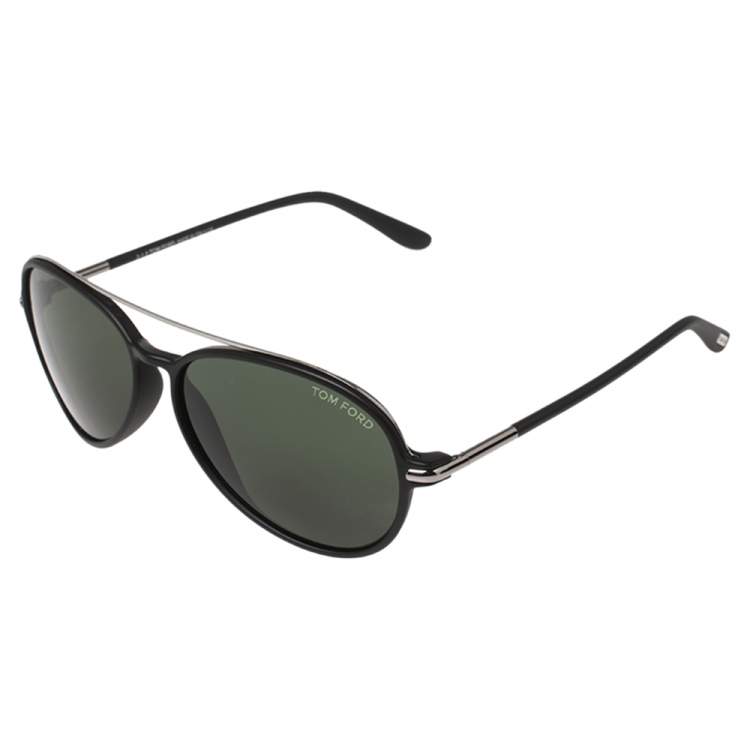 Pre Owned Tom Ford Black/Green Ramone TF149 Aviator Sunglasses