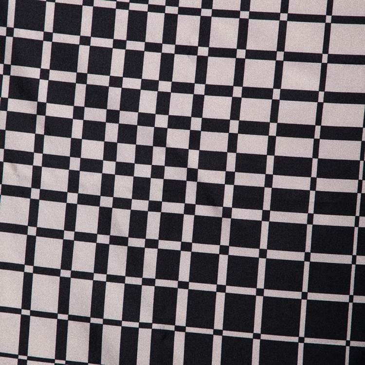 Pre Owned Tom Ford Grey Printed Silk Pocket Square 