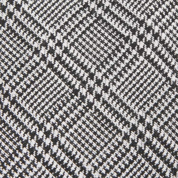 Pre Owned Tom Ford Balck & White Check Patterned Silk Blend Tie