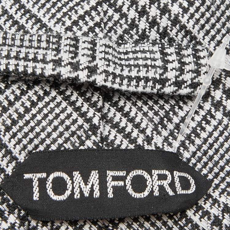 Pre Owned Tom Ford Balck & White Check Patterned Silk Blend Tie