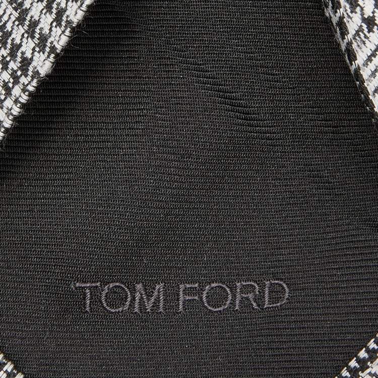 Pre Owned Tom Ford Balck & White Check Patterned Silk Blend Tie