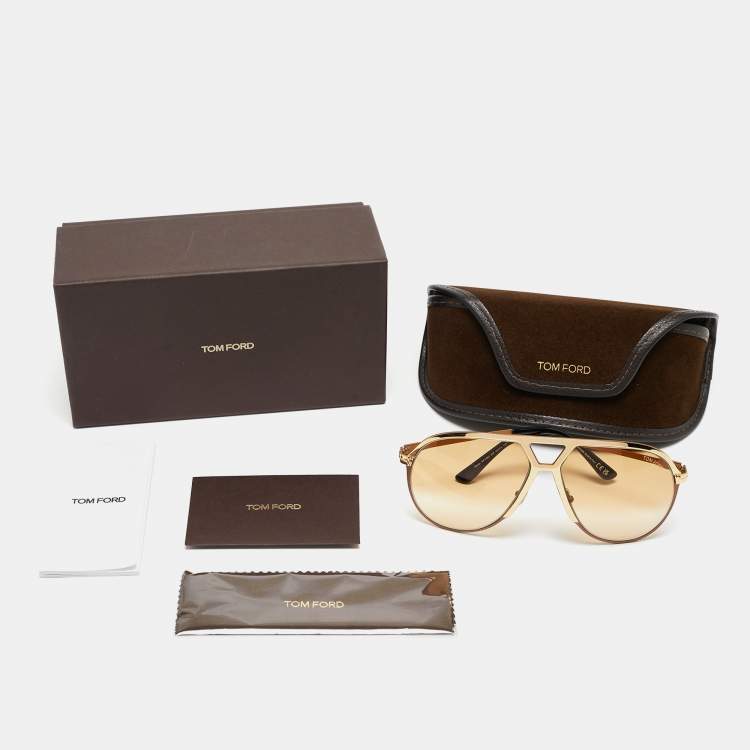 Pre Owned Tom Ford Gold Gradient Xaier TF 1060 Aviator Sunglasses