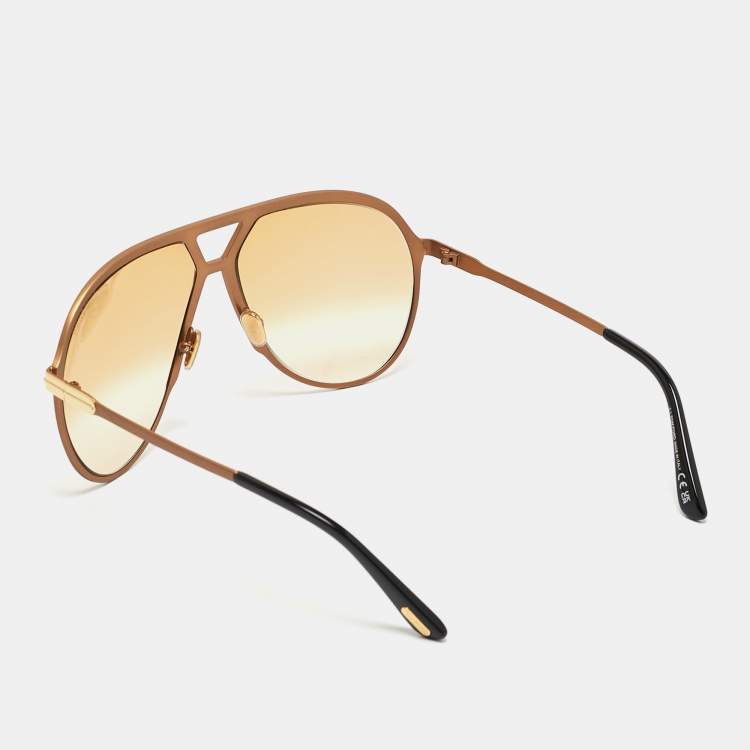 Pre Owned Tom Ford Gold Gradient Xaier TF 1060 Aviator Sunglasses